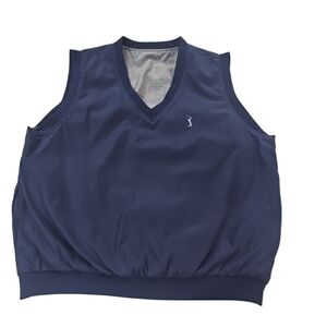 Vintage PGA Tour Collection Golf Vest Large Navy/plaid V Neck  reversible  L EUC